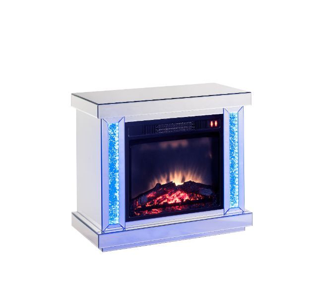 Noralie - Chimenea - Con luces LED, Espejo y Diamantes de imitación
