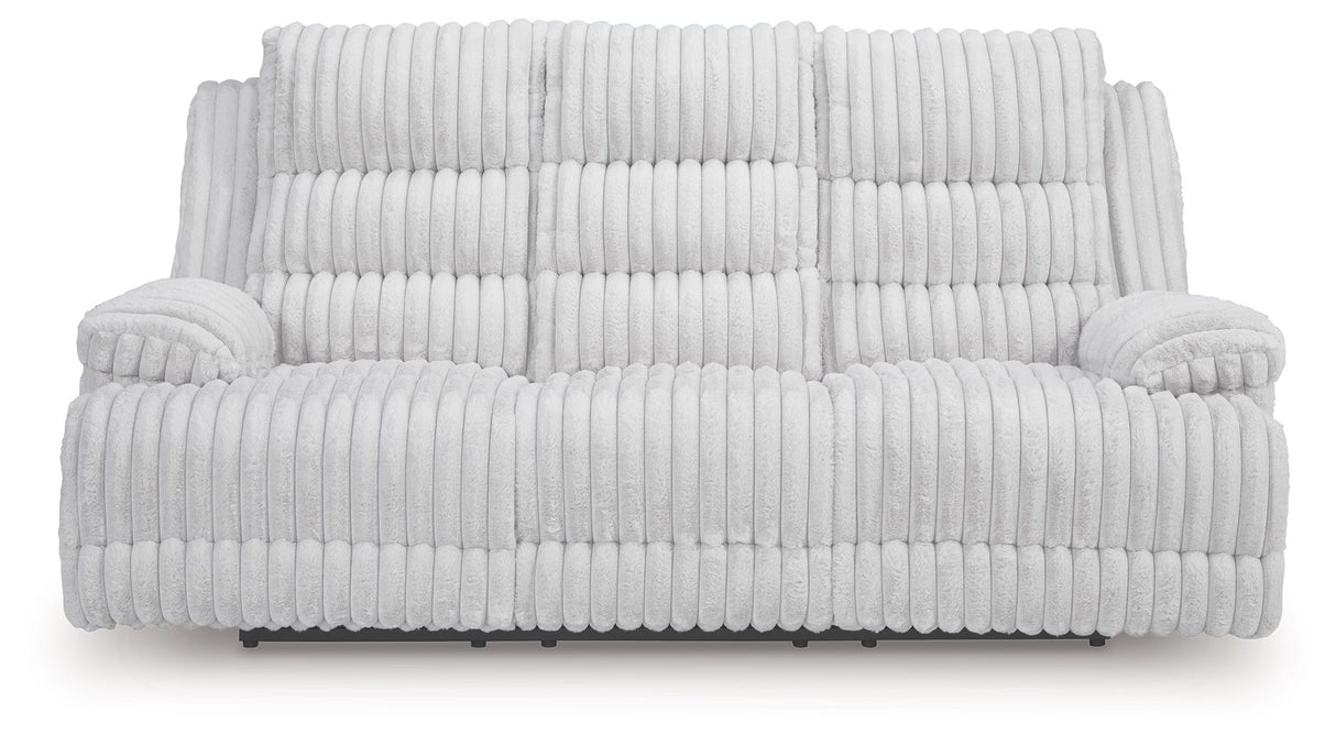 Rhines Falls - Reclining Power Sofa With Drop Down Table - Alloy
