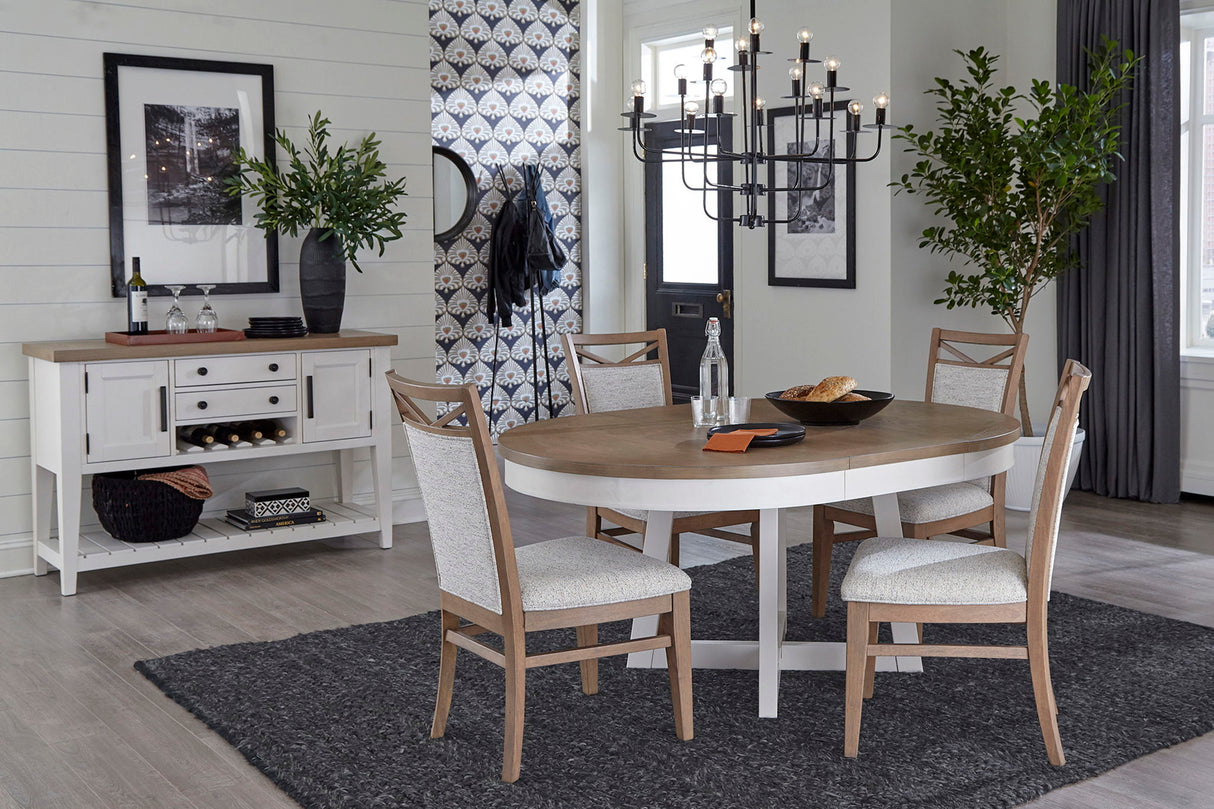 Americana Modern Dining - Round Extendable Dining Table - Cotton alternate view 2