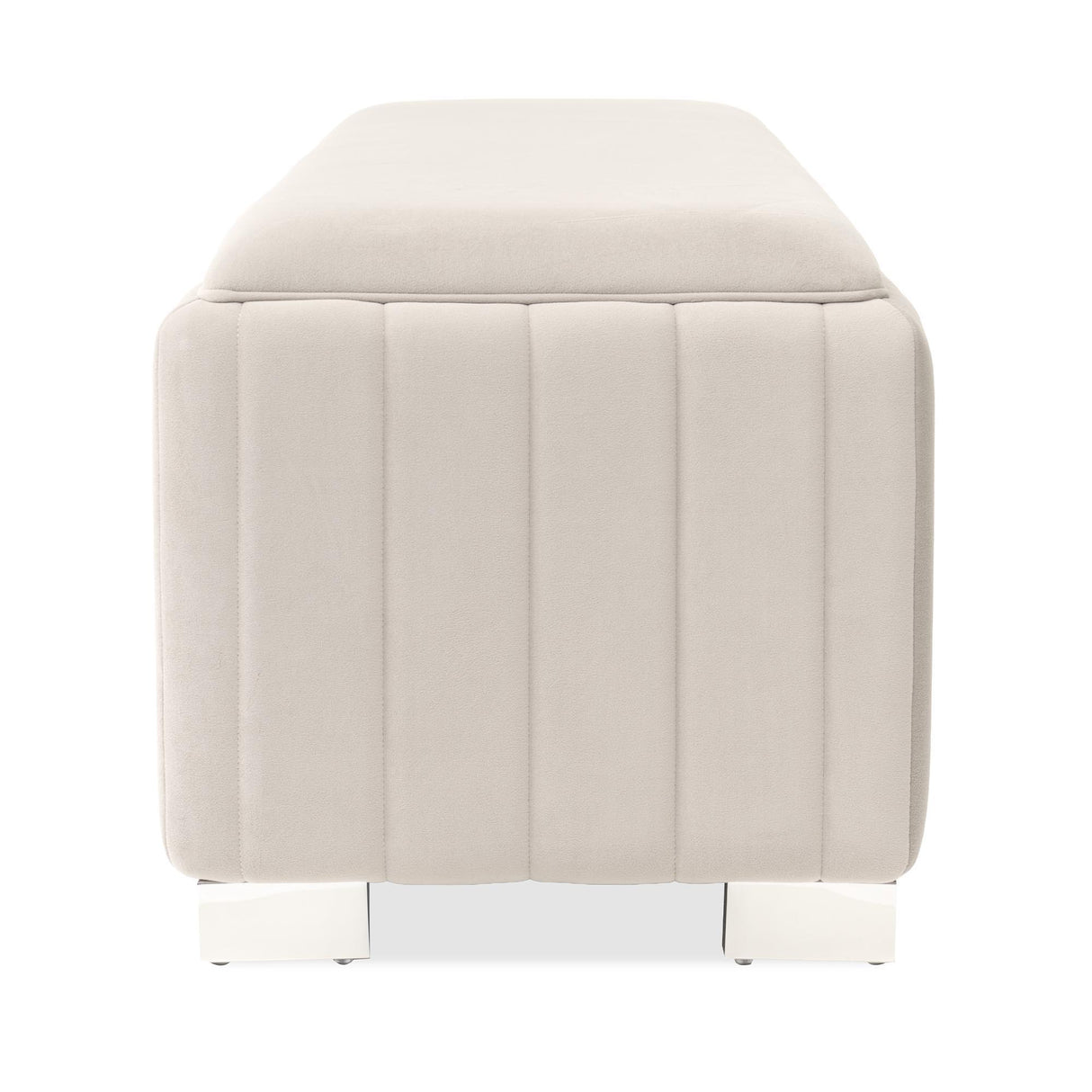 Signature Beds & Benches - Amaryllis Velvet Accent Bench - Taupe / Chrome