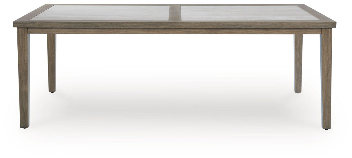Rainier Ranch - Rectangle Dining Table With Umbrella Option - Brown / Beige