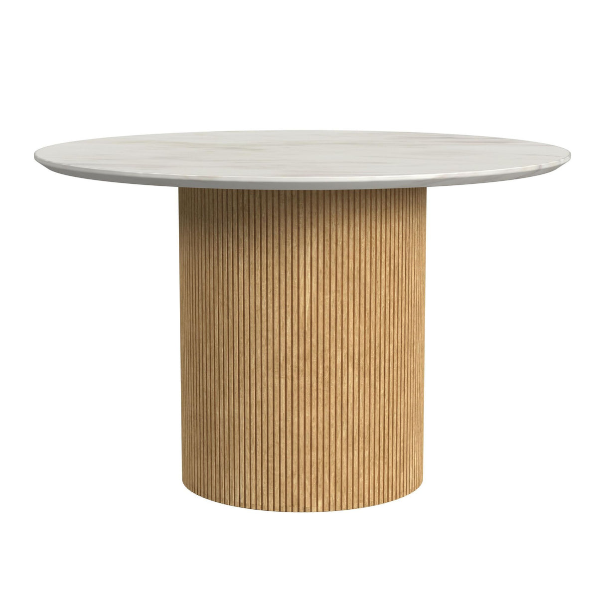 Sylvie - Mesa de comedor redonda con tablero de imitación mármol