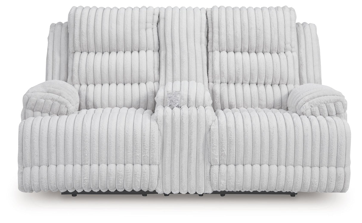 Rhines Falls - Sofá biplaza reclinable eléctrico doble con consola - Alloy