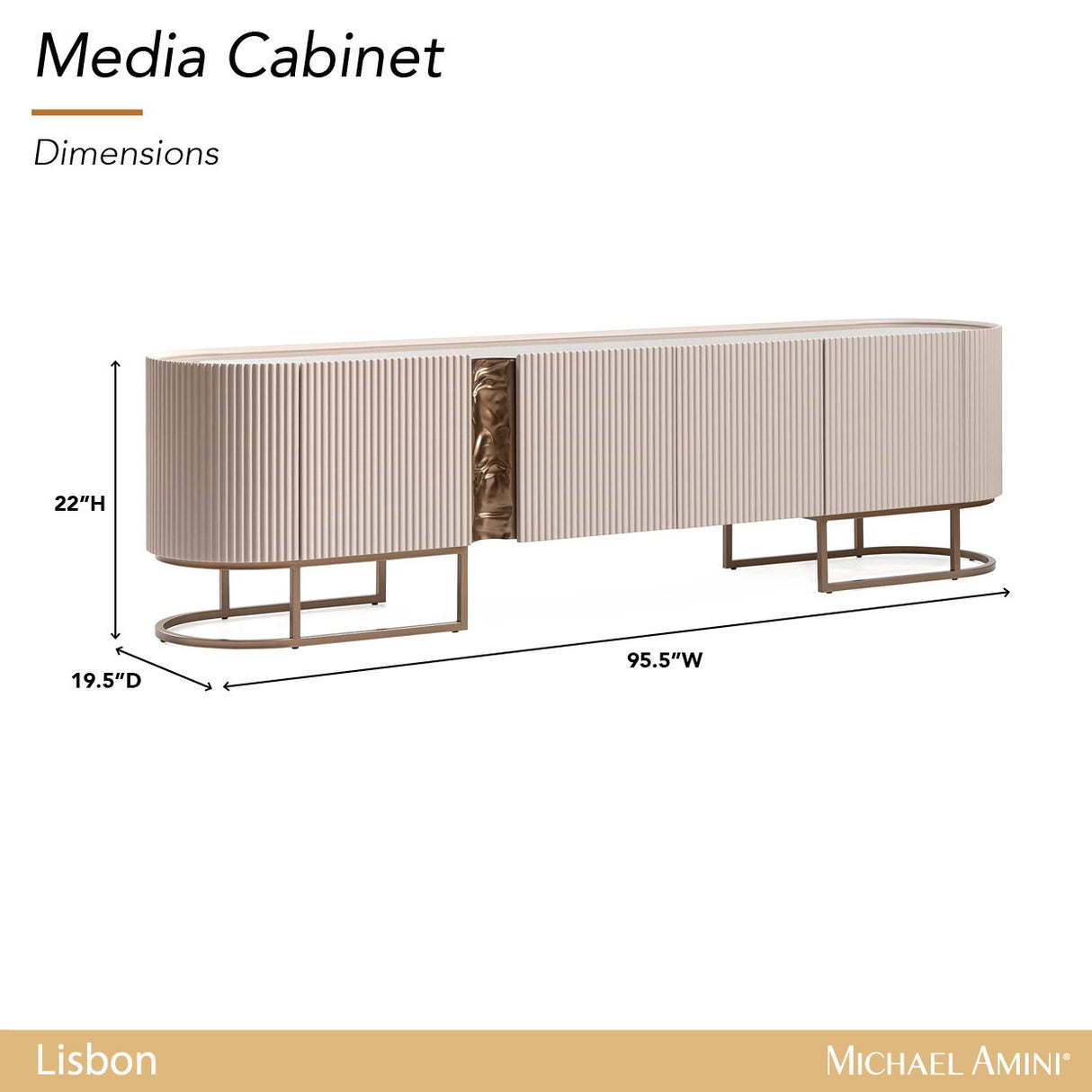Lisboa - Mueble para TV - Crema sedoso / Bronce