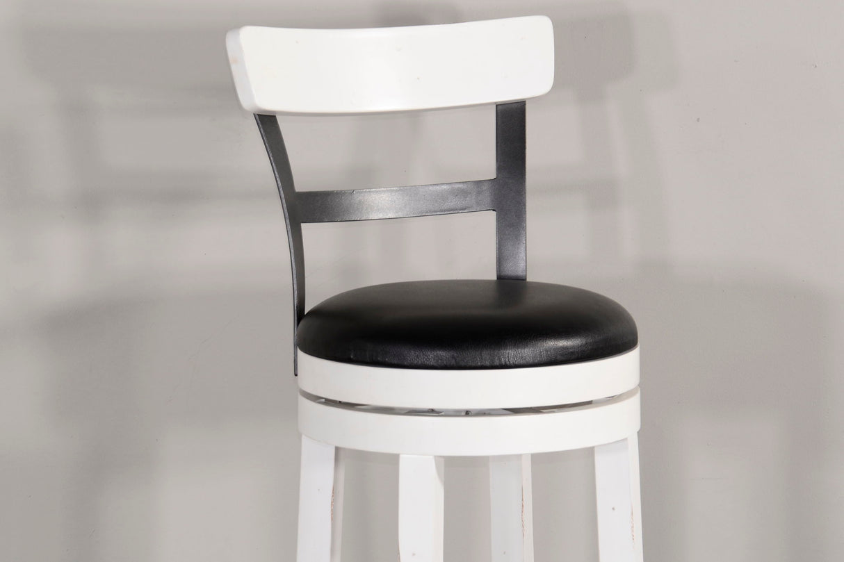 Carriage House - Taburete de bar con respaldo y asiento acolchado giratorio