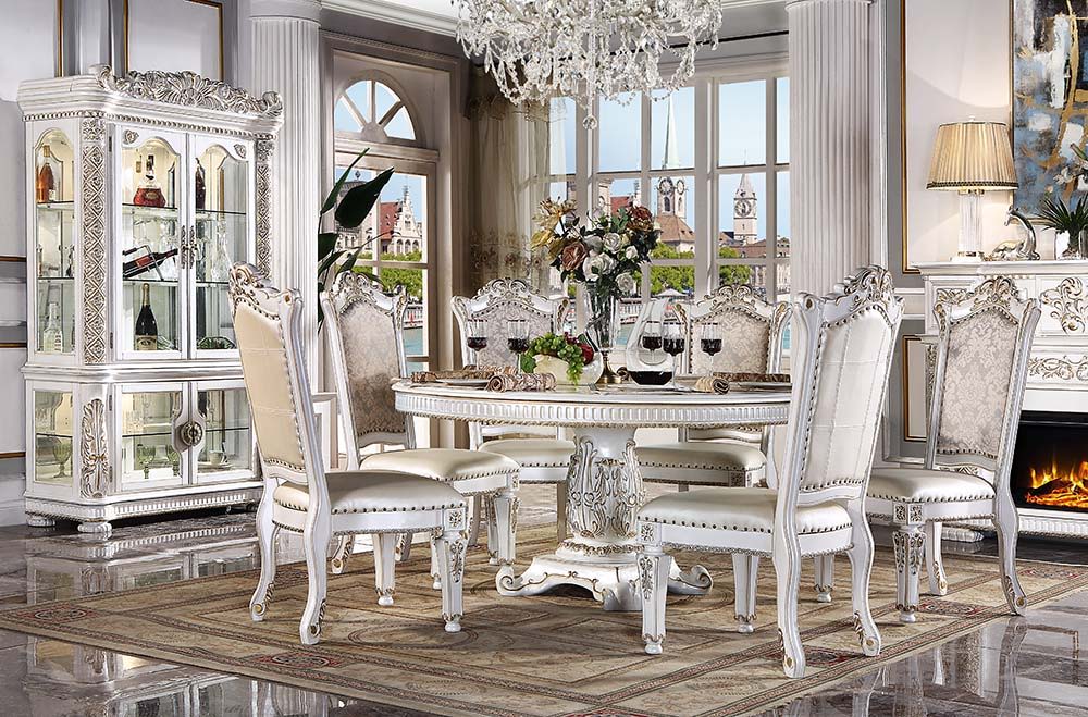 Vendome - 76" Round Dining Table With Pedestal Base - Antique Pearl