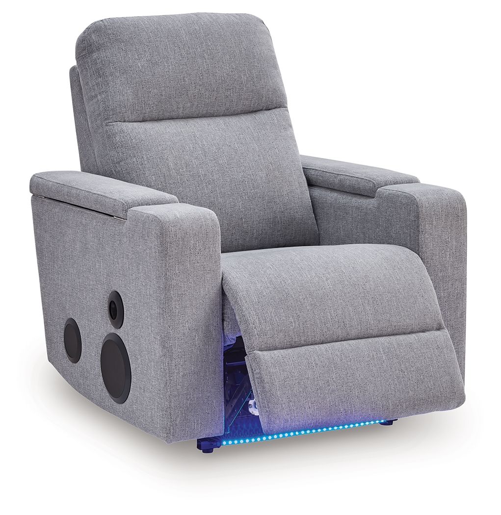 Pineland - Sofá reclinable eléctrico planeador con sistema de audio - Peltre