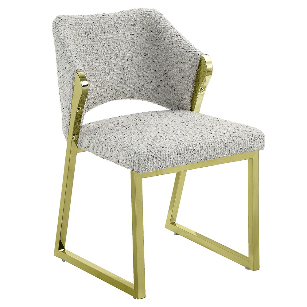 Galdesa - Side Chair (Set of 2) - Teddy Sherpa & Mirrored Gold