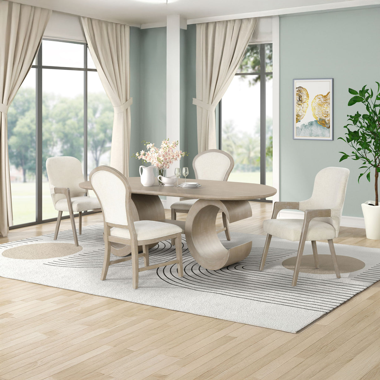 Gwendolyn - Juego de mesa de comedor ovalada