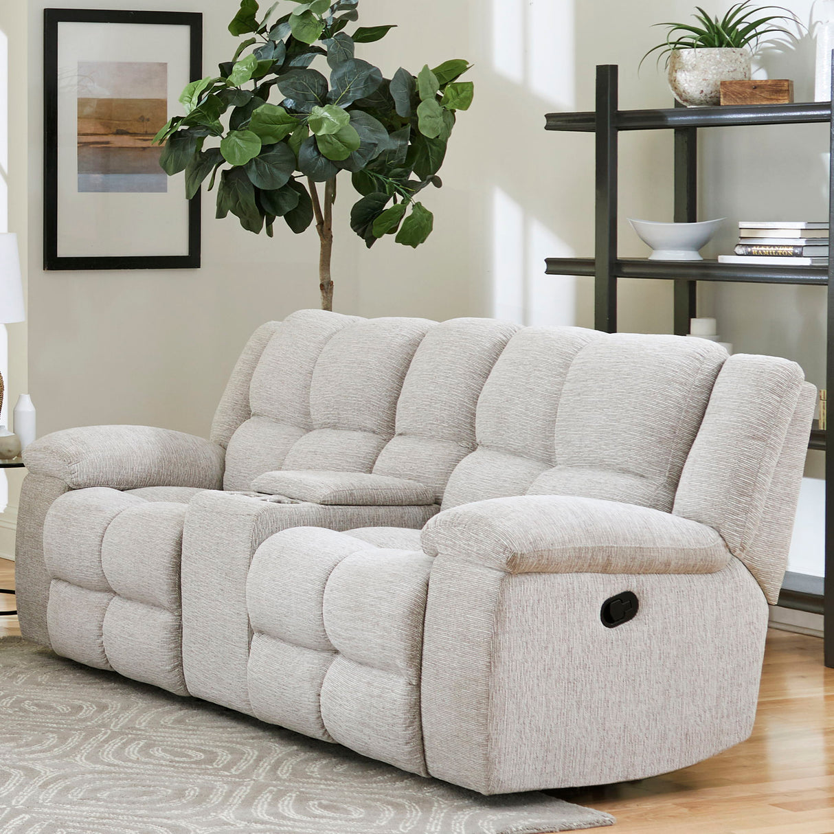 Buster - Sofá biplaza reclinable manual con consola