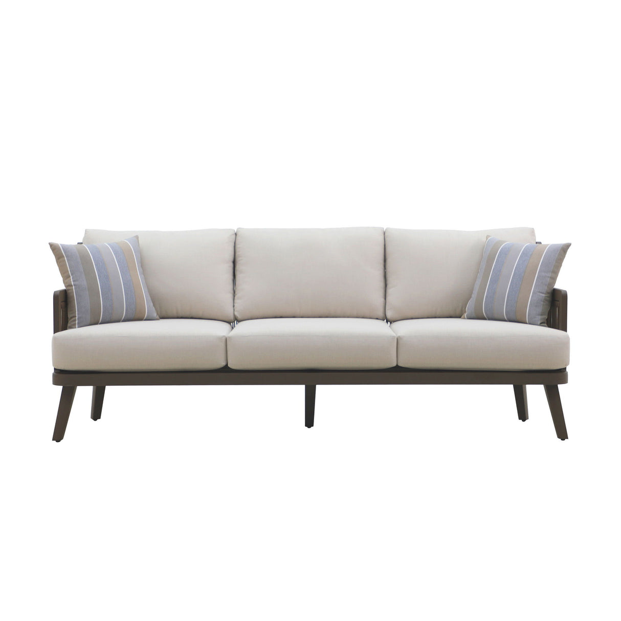 Genova - Patio Sofa With Two Accent Pillows - Gray