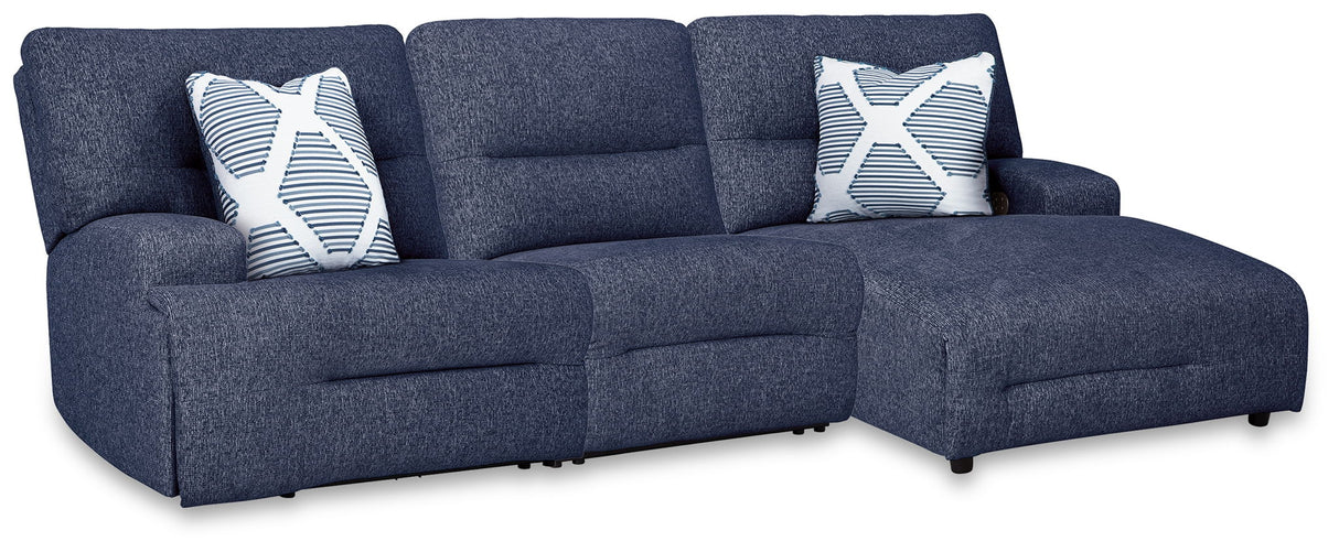 Acklen Place - 3-Piece Power Reclining Sectional With RAF Power Reclining Back Chaise - Pewter