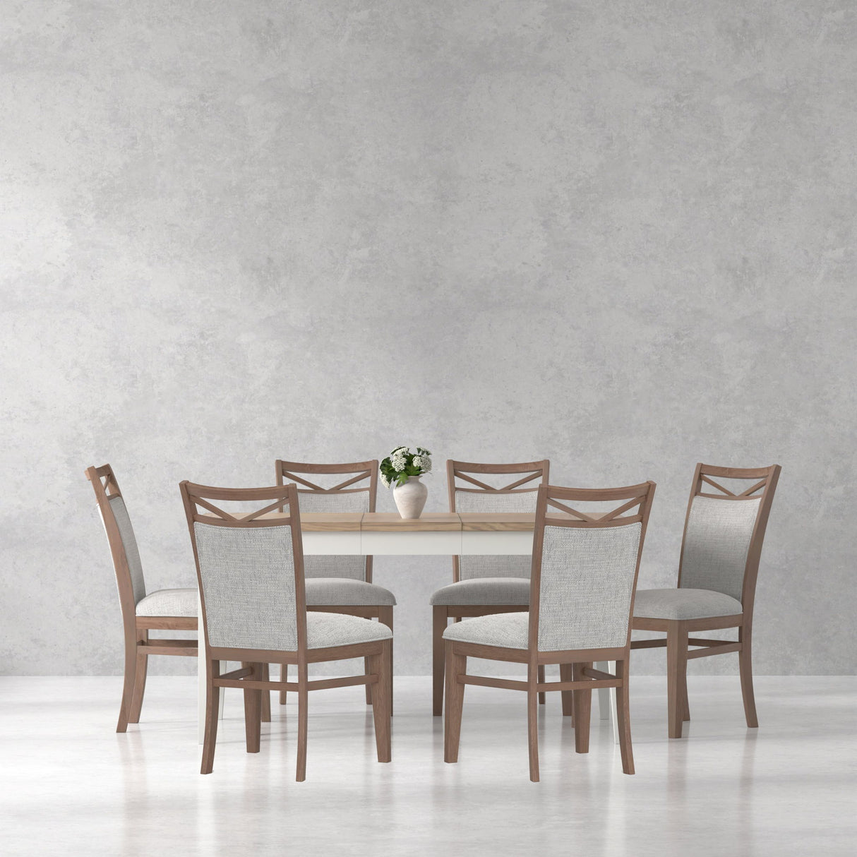 Americana Modern Dining - Rectangular Extendable Dining Table With 6 Upholstered Dining Chairs - Cotton alternate view 3