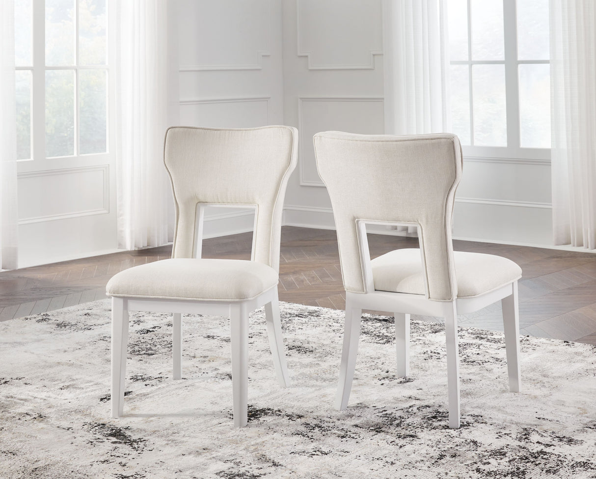 Chalanna - Silla lateral tapizada para comedor (Juego de 2) - Blanca