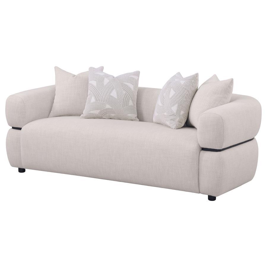 Jeanette - 84" Fabric Upholstered Round Arm Sofa - Beige