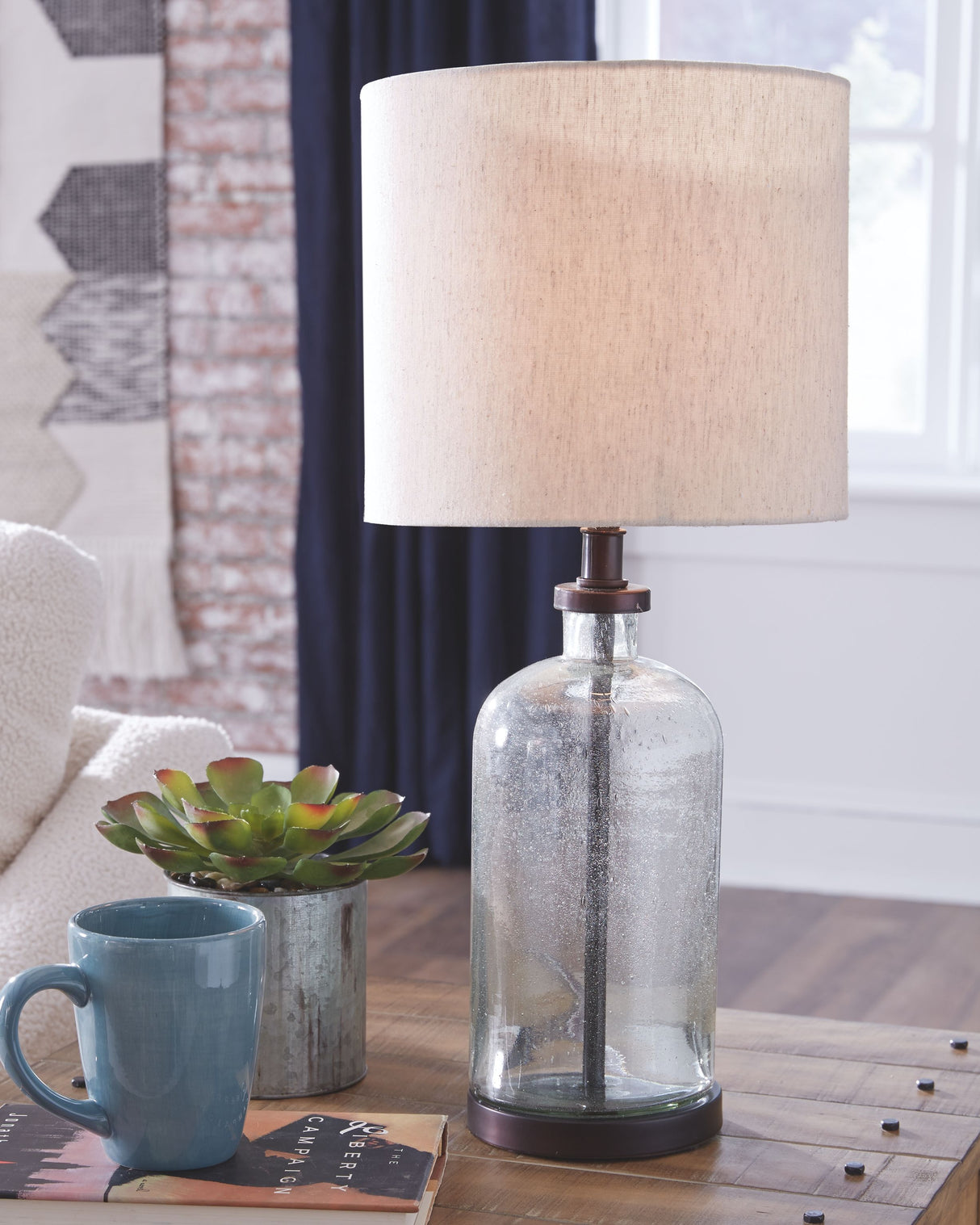 Bandile - Glass Table Lamp - Clear / Bronze Finish