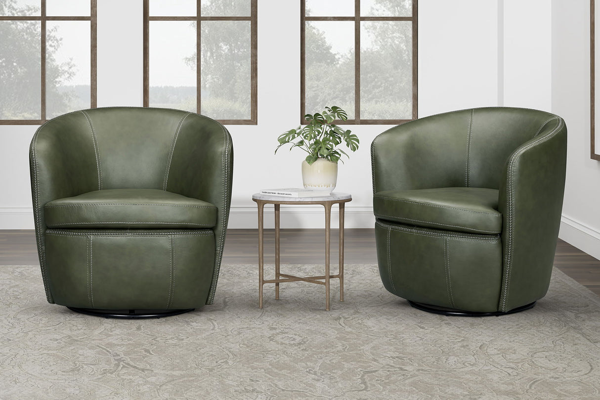 Barolo - 100% Italian Leather Swivel Club Chair (Set of 2)