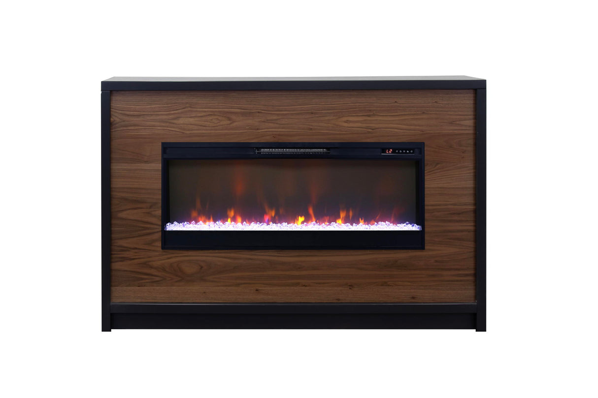 Aria - 62" Fireplace Mantel - Black / Walnut
