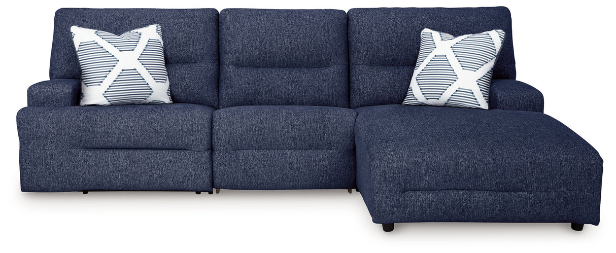 Acklen Place - 3-Piece Power Reclining Sectional With RAF Power Reclining Back Chaise - Pewter