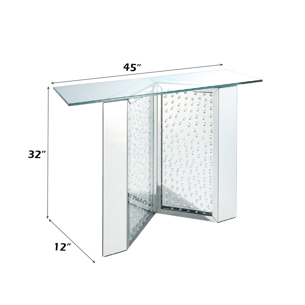 Nysa - Mesa auxiliar - Plateado perla - Madera - 81 cm