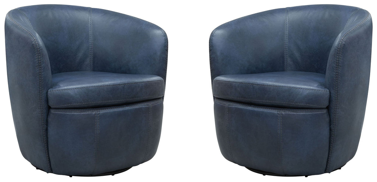 Barolo - 100% Italian Leather Swivel Club Chair (Set of 2)
