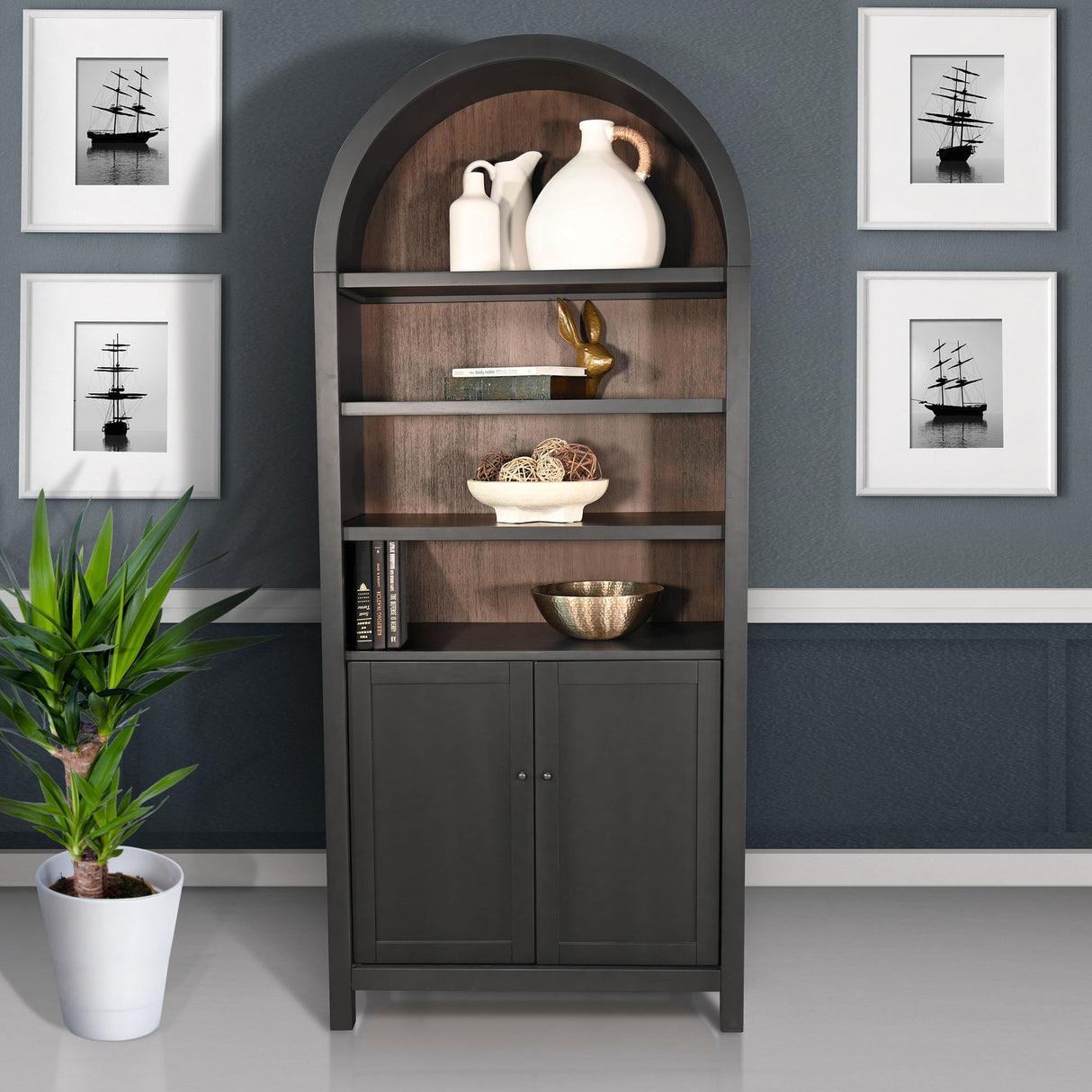Arched Display Cabinet With Doors