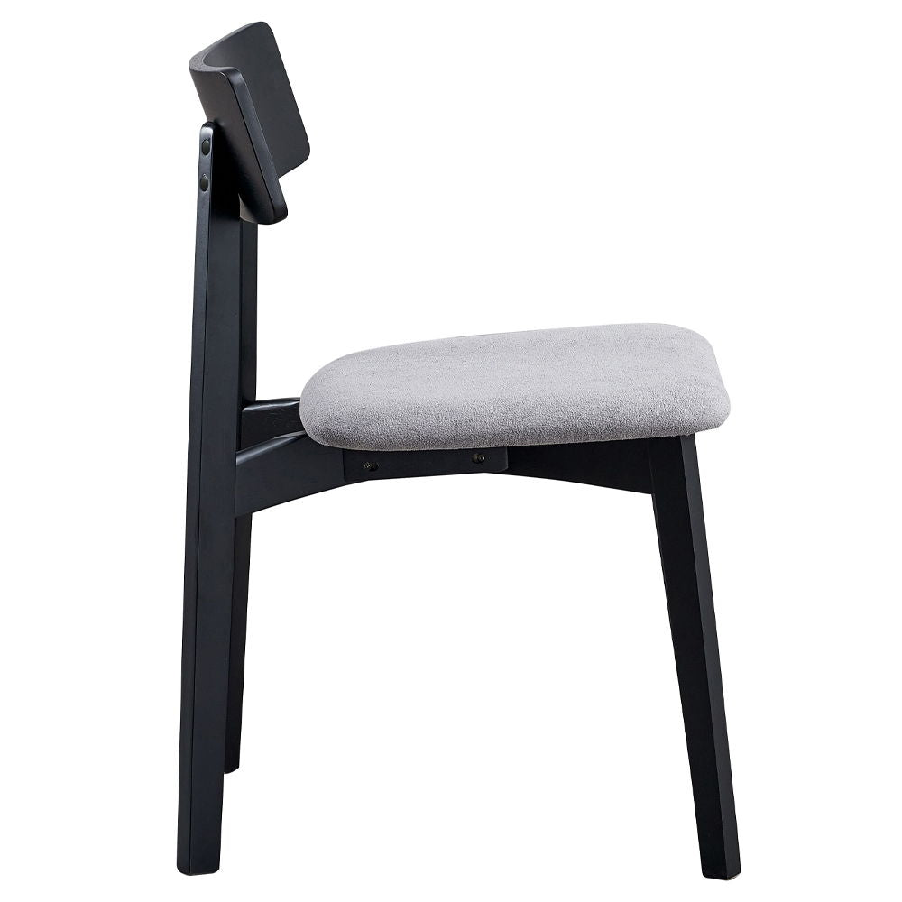 Real - Silla lateral (Juego de 2) - Lino gris y acabado negro