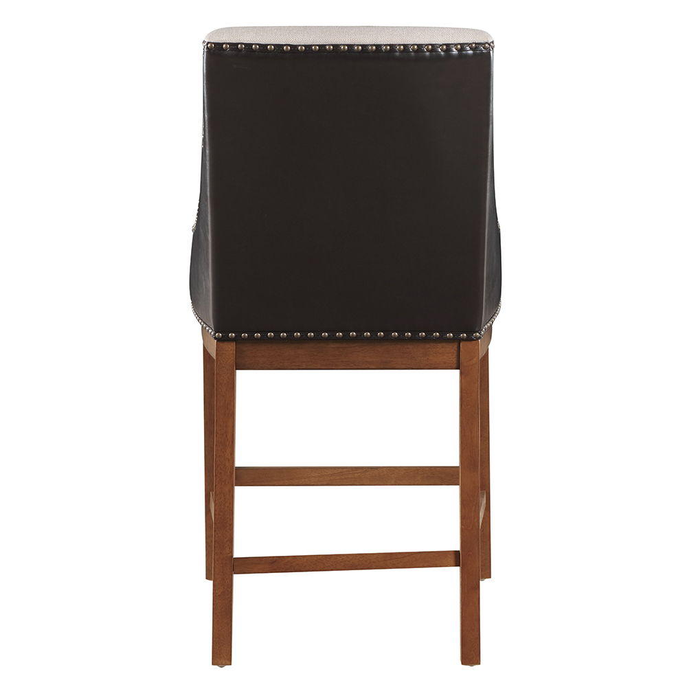 Gilsea - Silla de altura de mostrador (Juego de 2) - Tela, piel sintética marrón y marrón