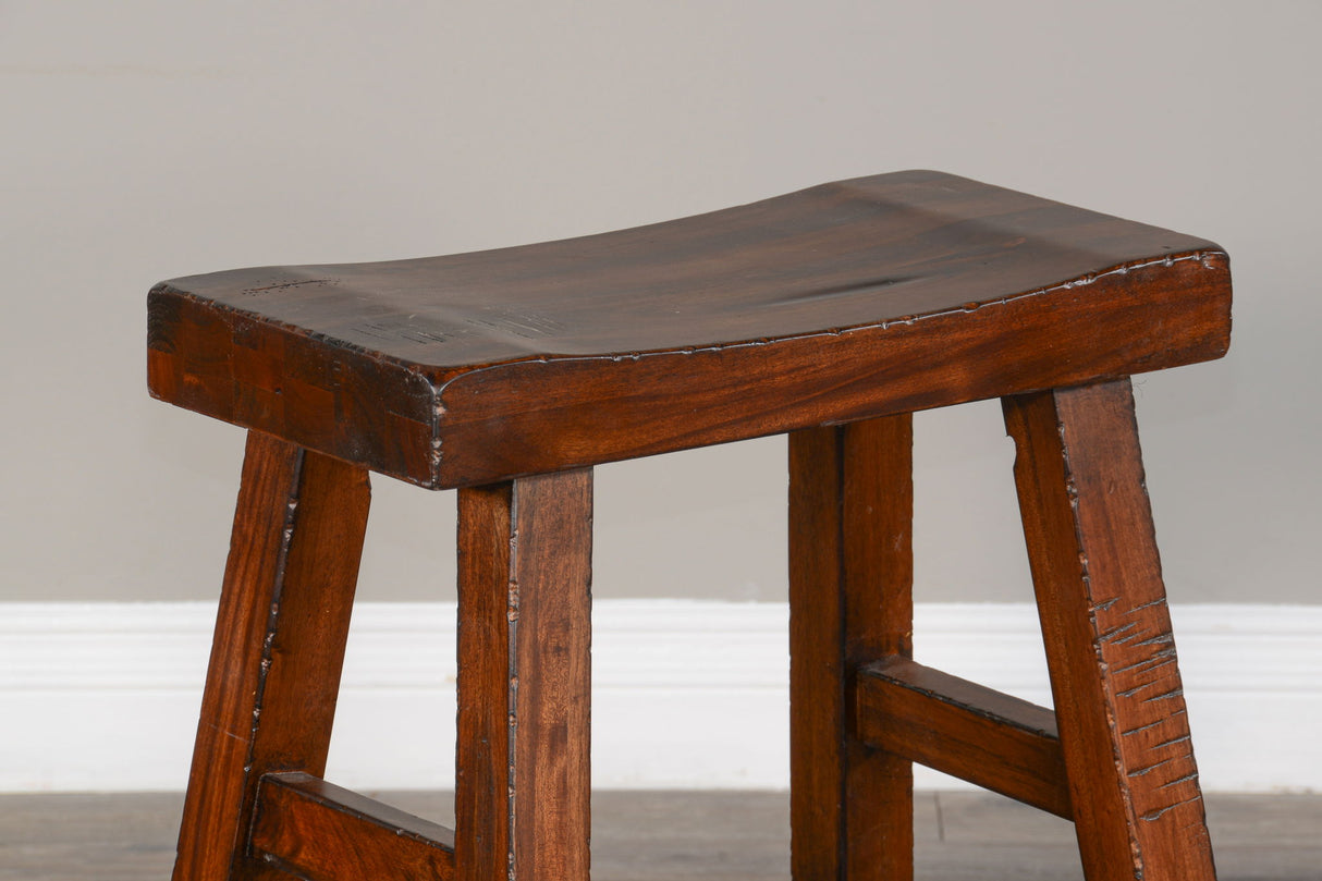 Tuscany - 24" Saddle Seat Stool With Wood Seat - Vintage Mocha