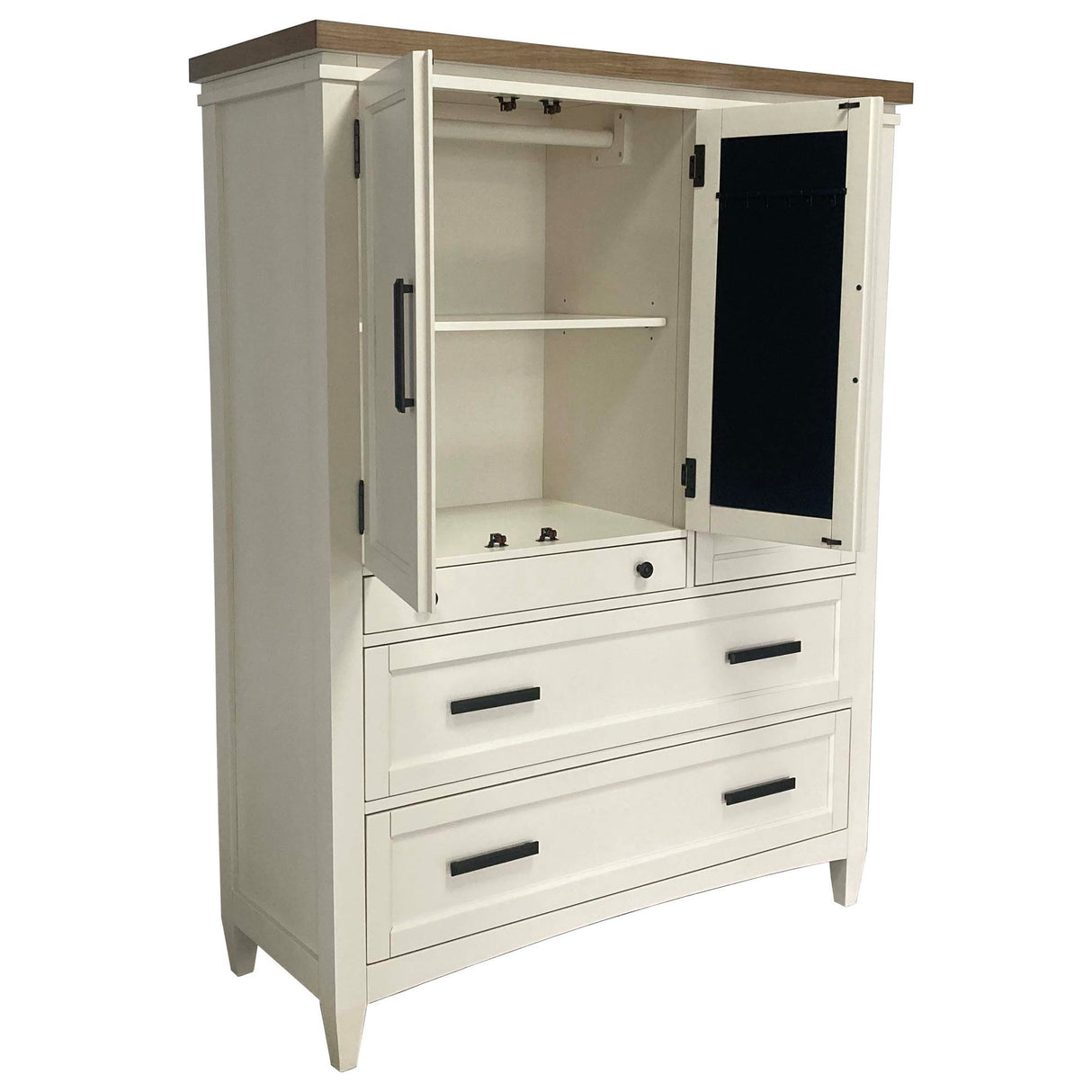 Dormitorio moderno americano - Cómoda con puerta y 7 cajones y estación de trabajo - Algodón