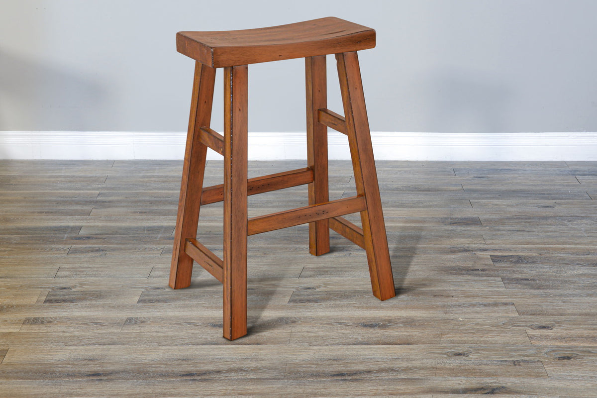 Sedona - 30" Saddle Seat Stool With Wood Seat (Set of 2) - Rustic Oak