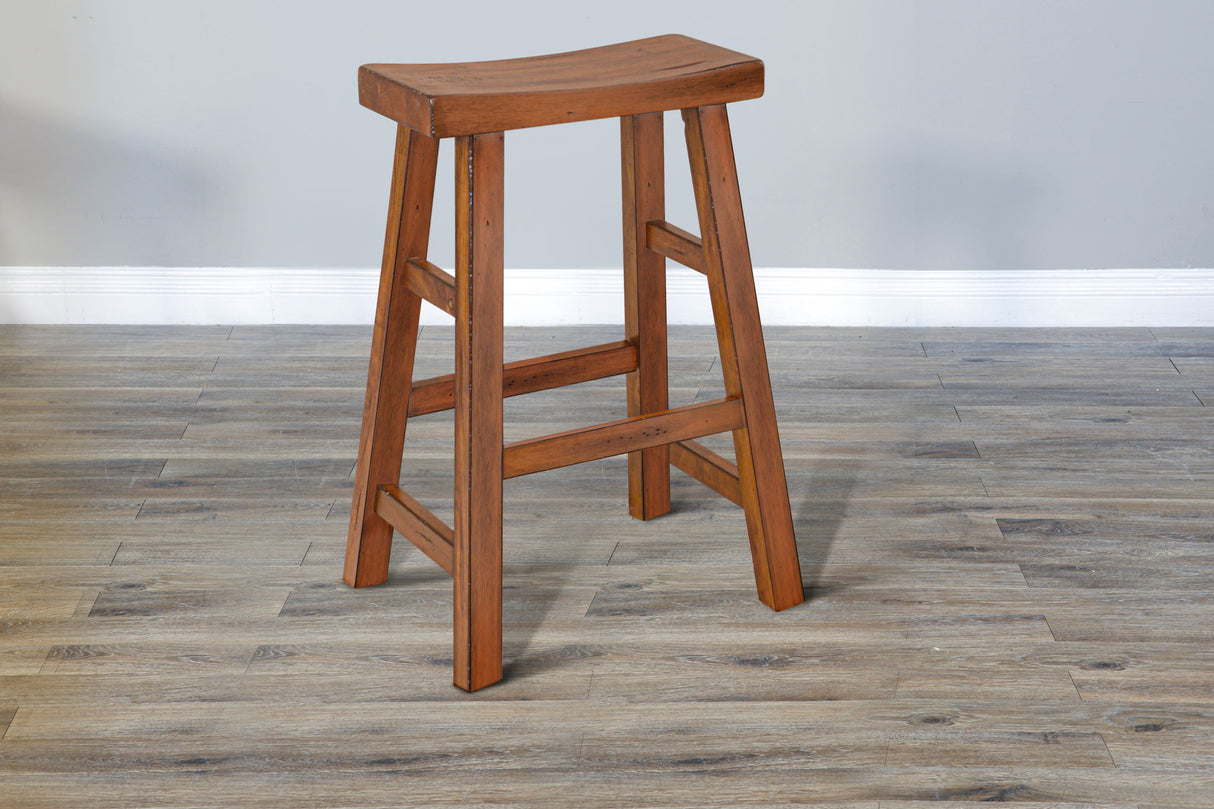 Sedona - 30" Saddle Seat Stool With Wood Seat (Set of 2) - Rustic Oak