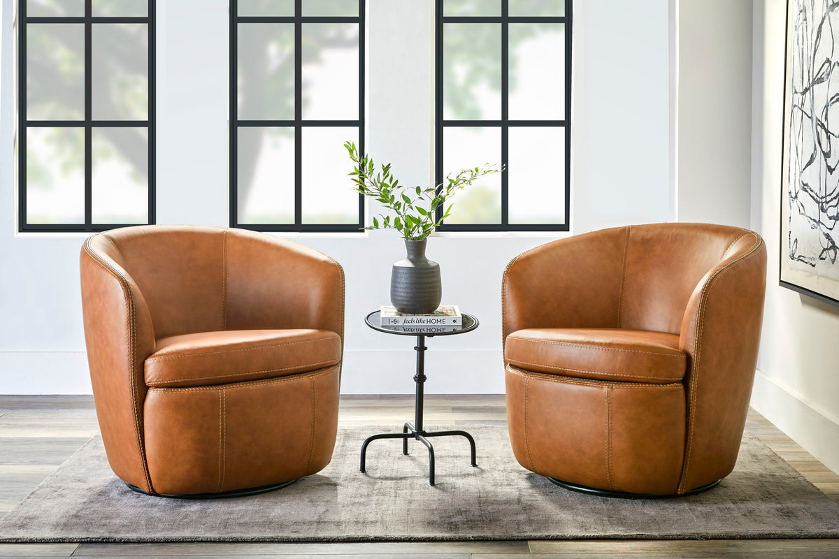 Barolo - Sillón giratorio de club de cuero 100% italiano (Juego de 2)