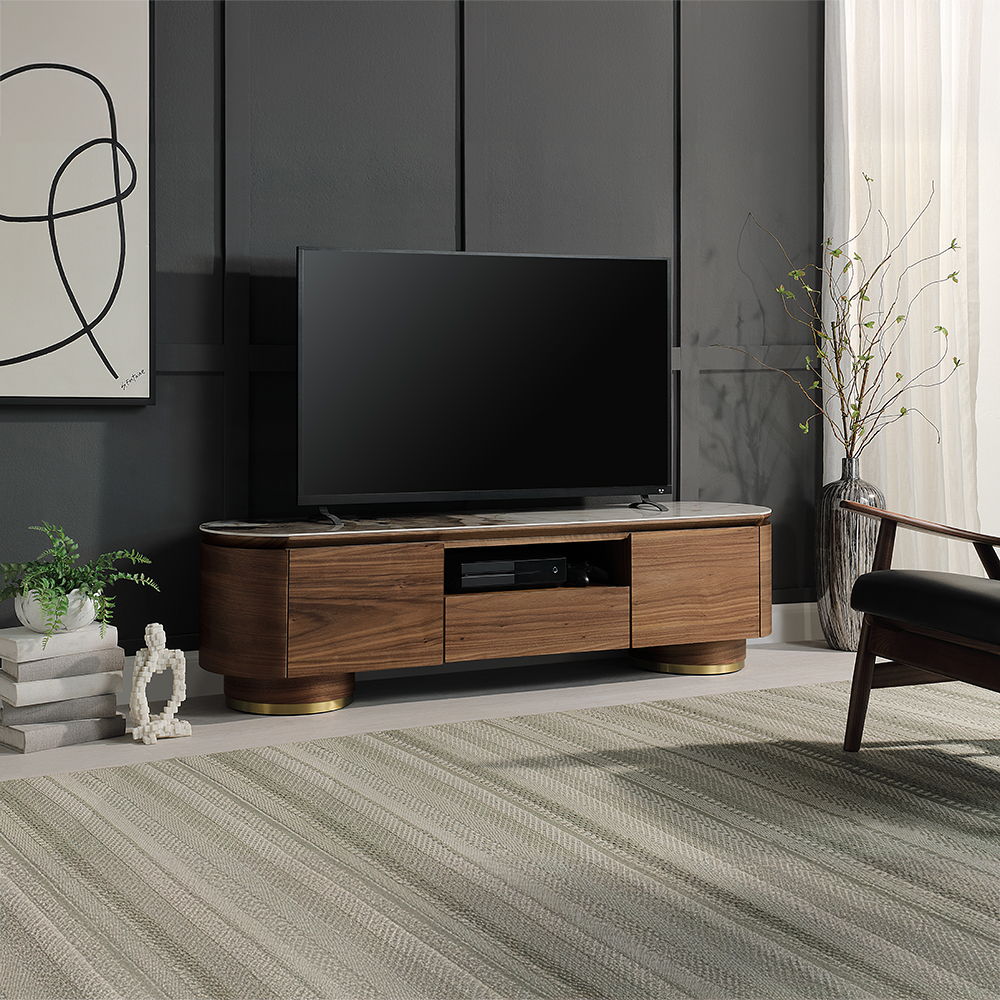 Willene - Mueble para TV con cubierta de cerámica - Marrón oscuro