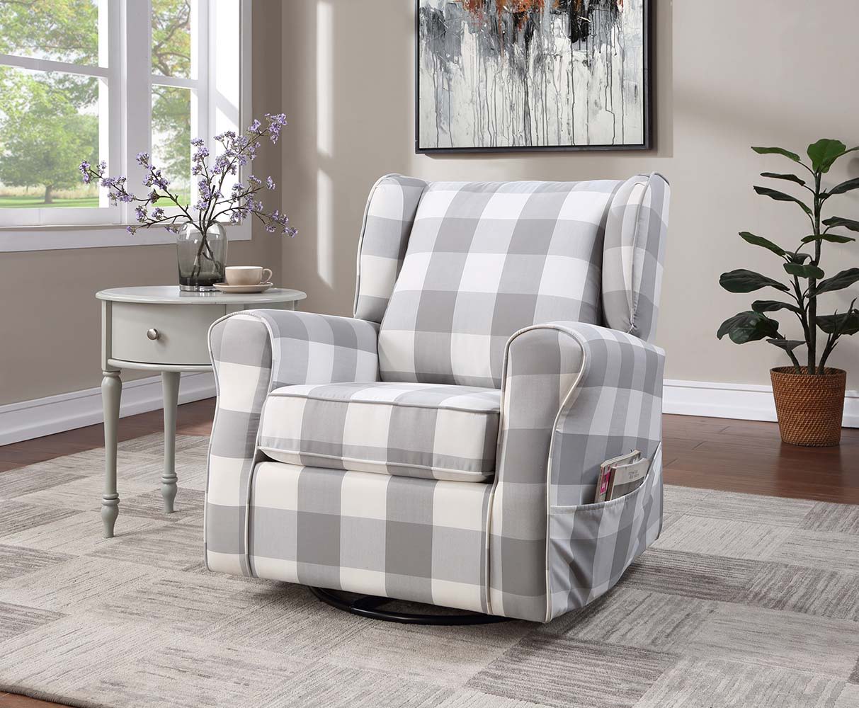 Patli - Silla giratoria - Tela gris