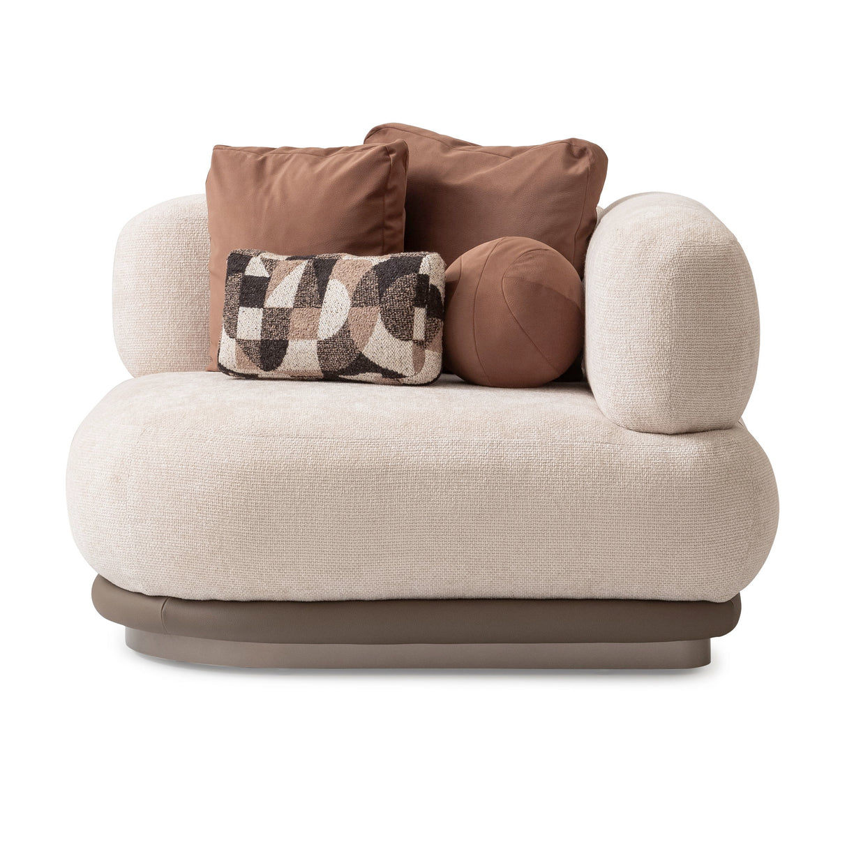 Bristol Point - Silla esquinera - Beige/Marrón cuero