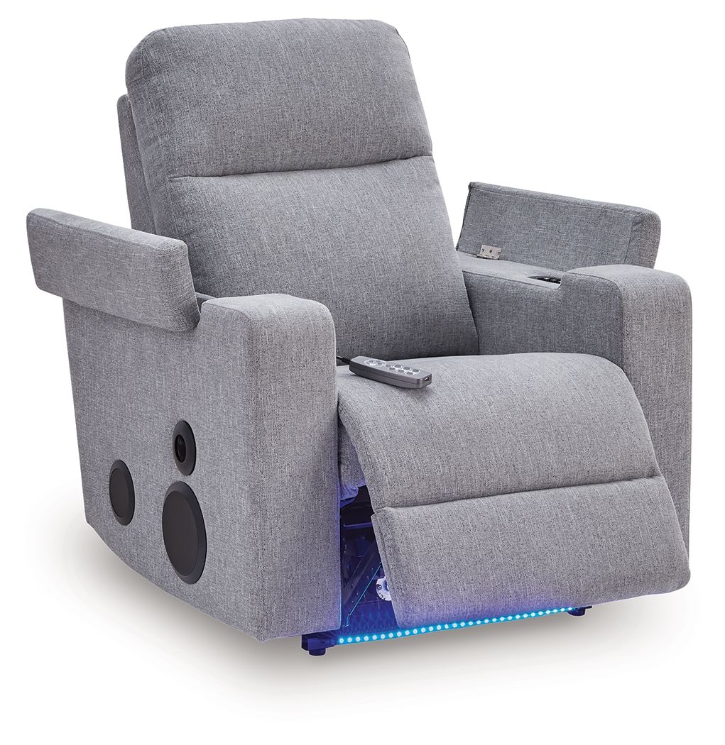 Pineland - Sofá reclinable eléctrico planeador con sistema de audio - Peltre