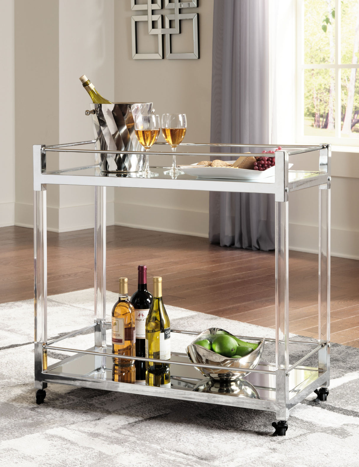 Chaseton - Carrito de bar - Acabado transparente/plateado
