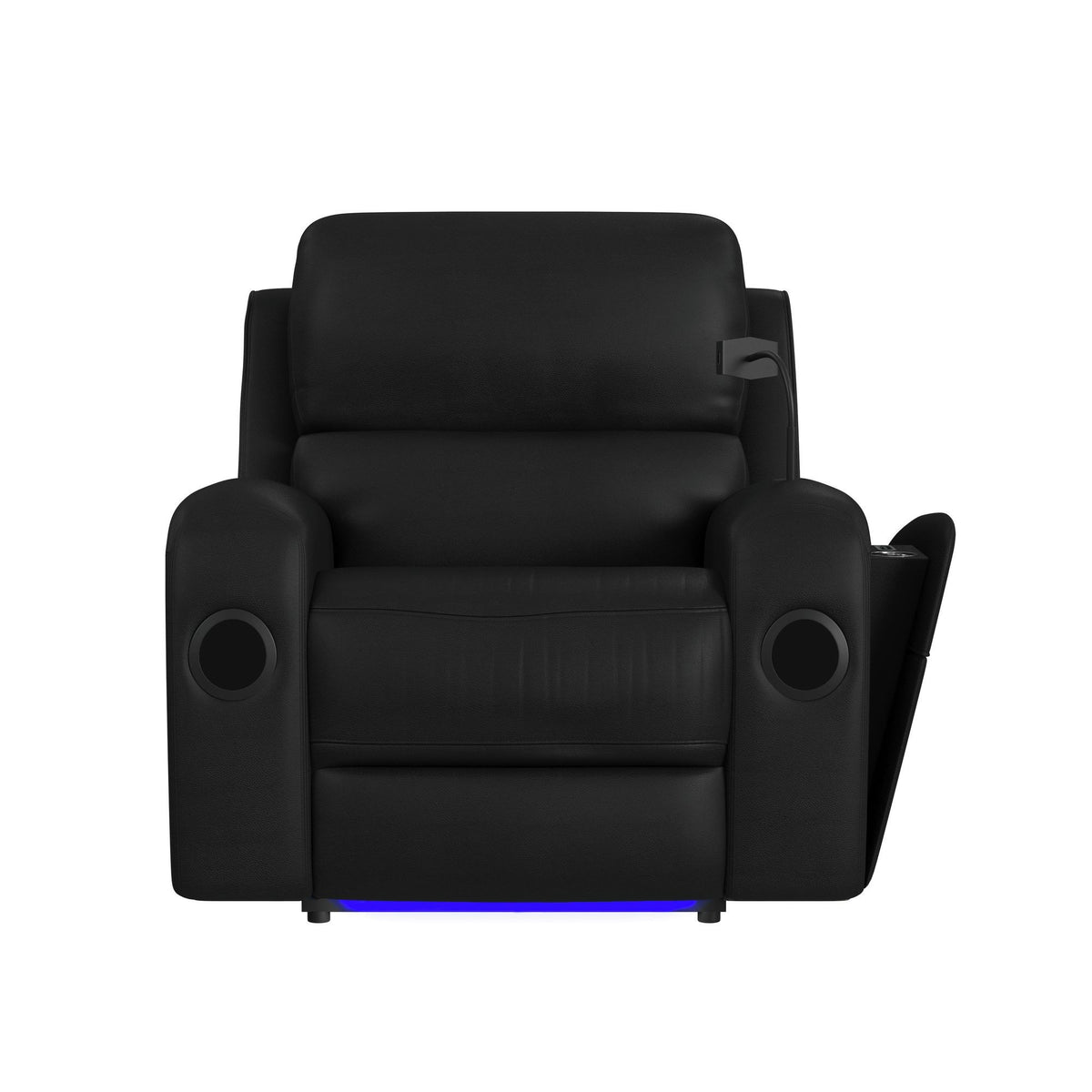 Euphora - P3 Power Glider Recliner With Heat Massage, Music, Ipad Holder With Wireless Charger, USB - Black