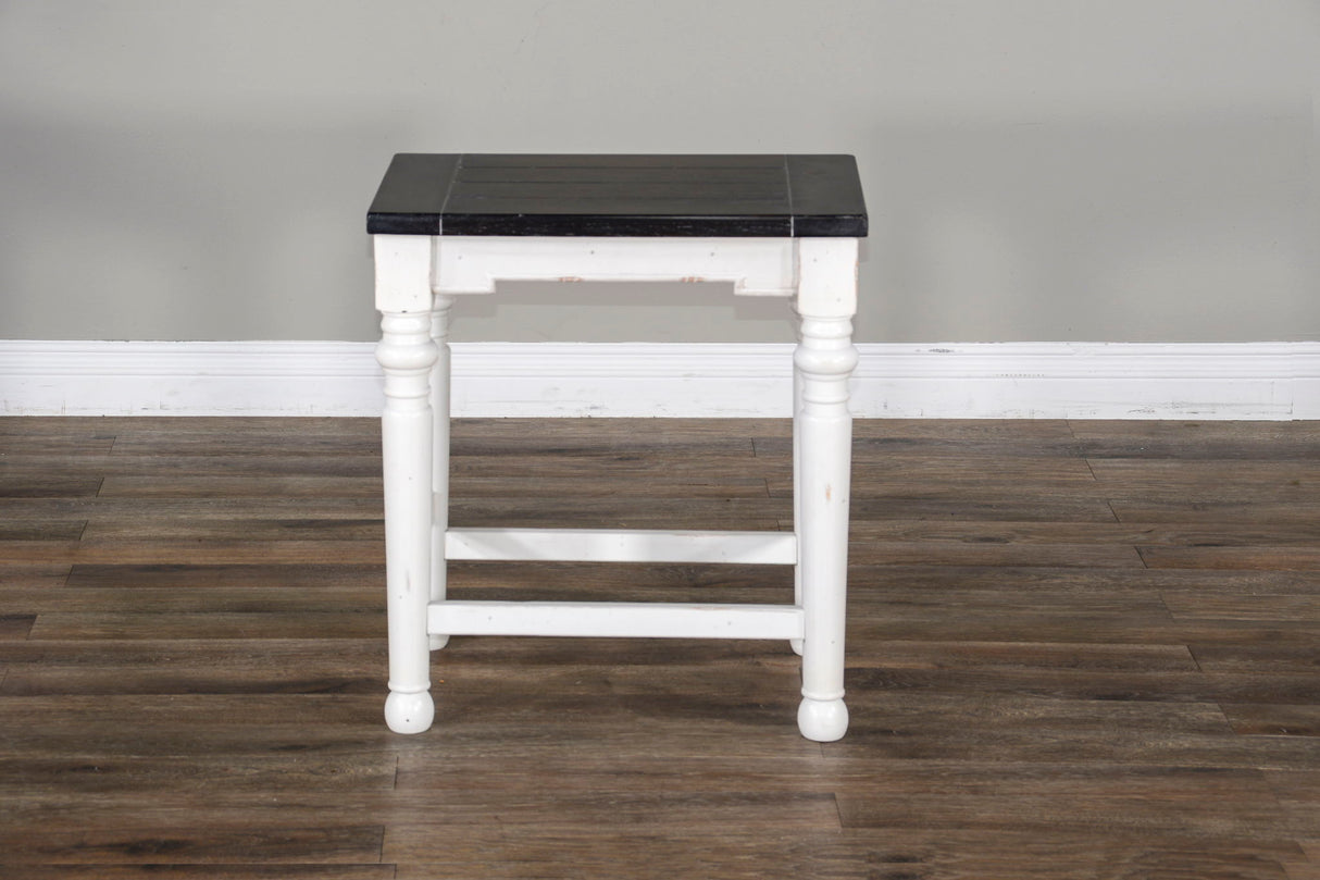 Carriage House - Stool Wih Wood Seat (Set of 2) - Cottage White / Europen Dark