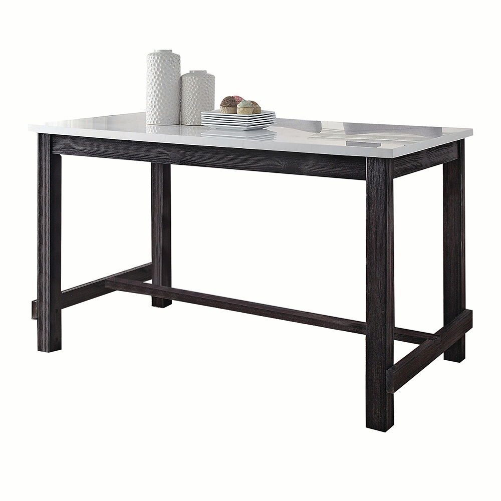 Yelena - Mesa de altura de mostrador - Mármol y Espresso desgastado