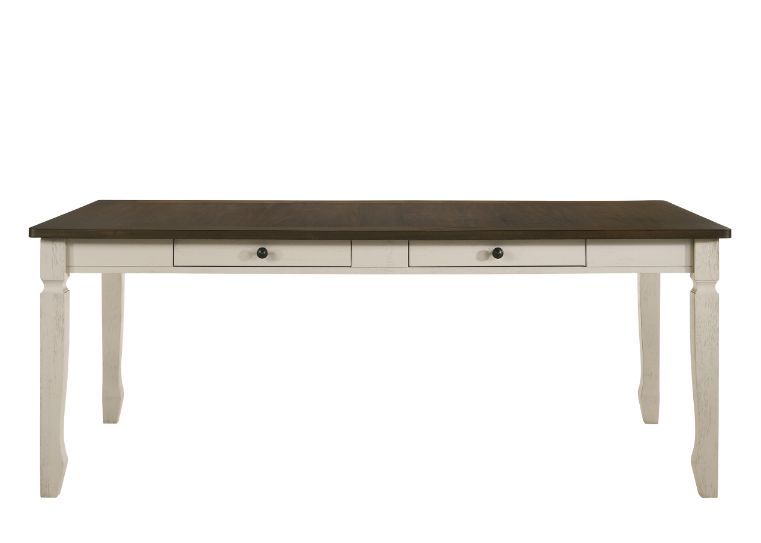 Fedele - Mesa de comedor - Acabado roble envejecido y crema