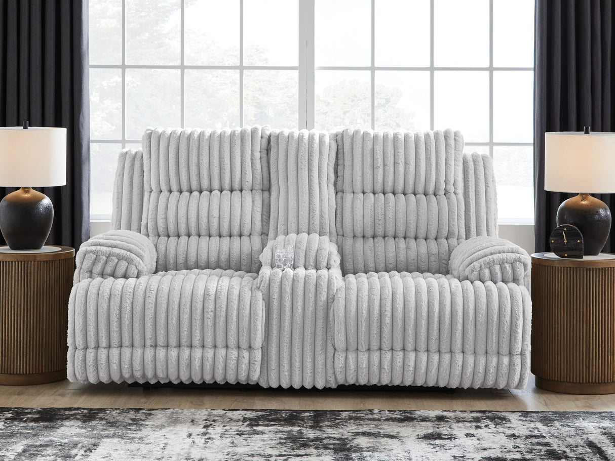 Rhines Falls - Sofá biplaza reclinable eléctrico doble con consola - Alloy