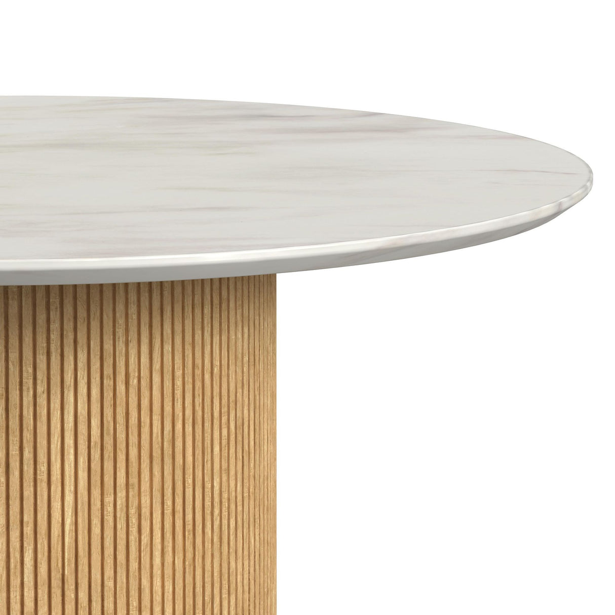 Sylvie - Mesa de comedor redonda con tablero de imitación mármol