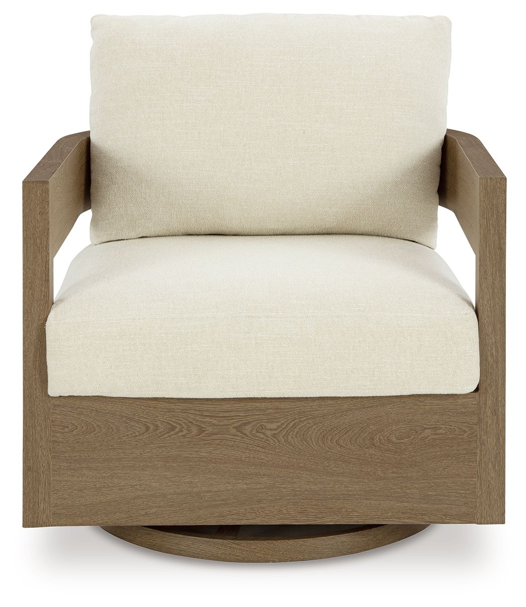 Serene Bay - Sillón Planeador Giratorio con Cojín - Marrón Oscuro / Blanco