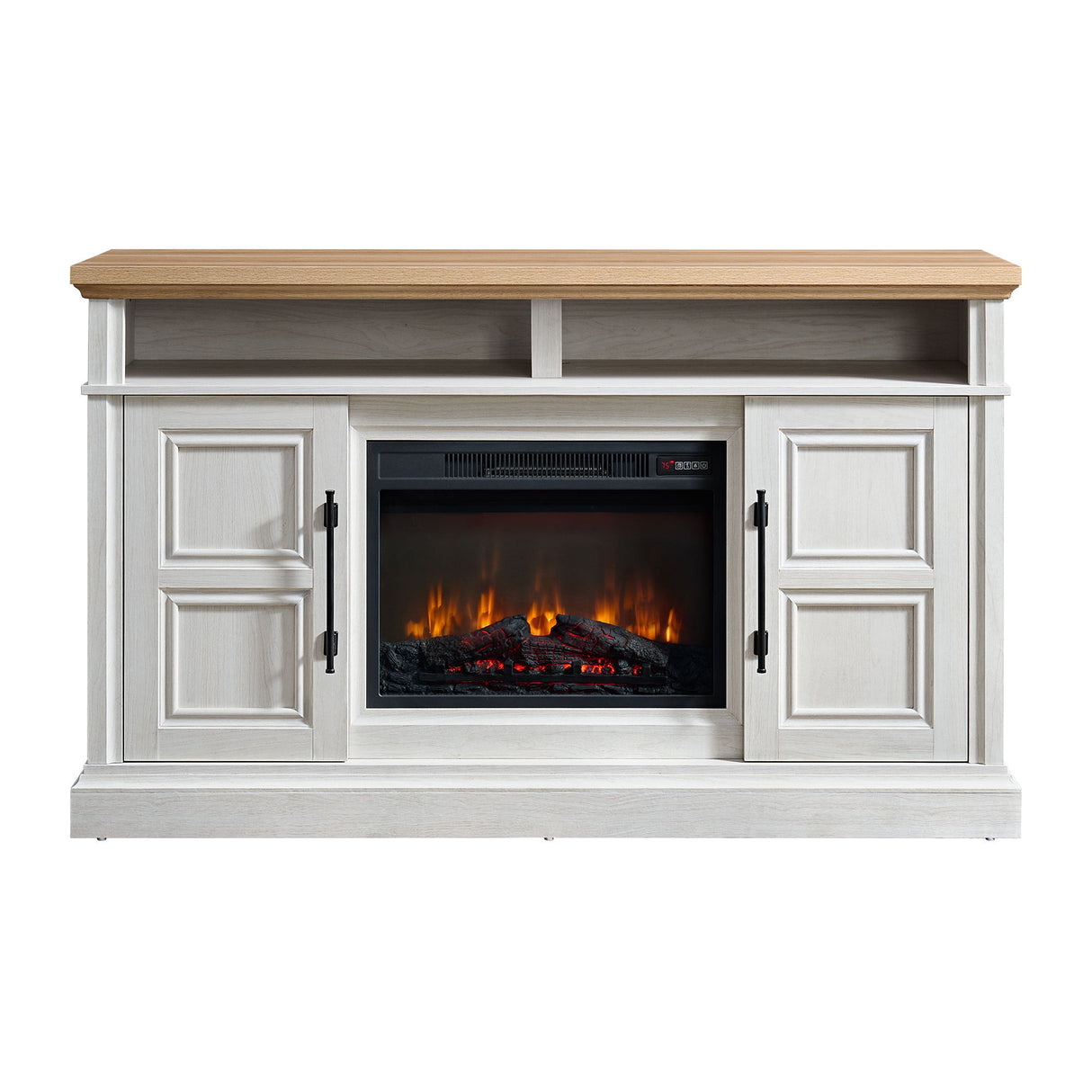 Villa - Consola con inserto de chimenea de 23" - Blanco y natural