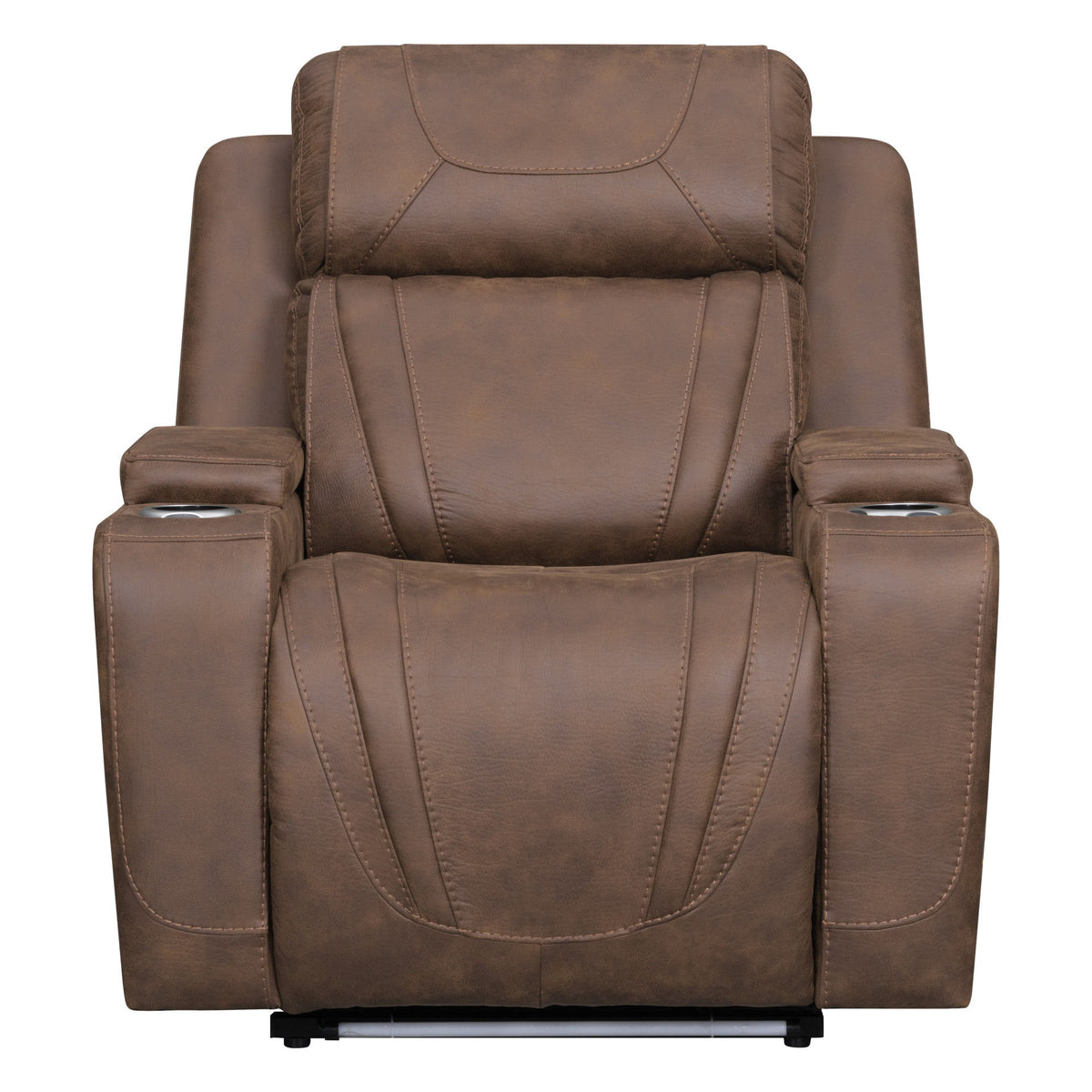 Carrow - Glider Recliner With Power Headrest & Footrest, Stereo, Massage - Brown