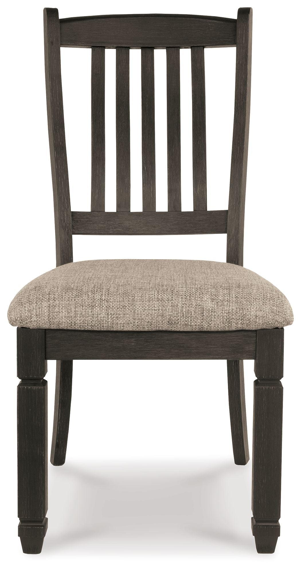 Tyler Creek - Silla auxiliar tapizada de comedor (juego de 2) - Con respaldo de lamas - Negro/marrón grisáceo