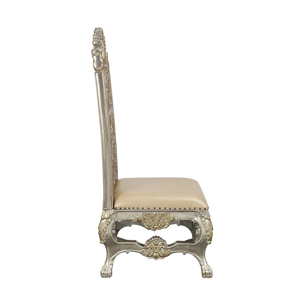 Danae - Silla auxiliar (Set de 2) - Poliuretano, Acabado champán y dorado
