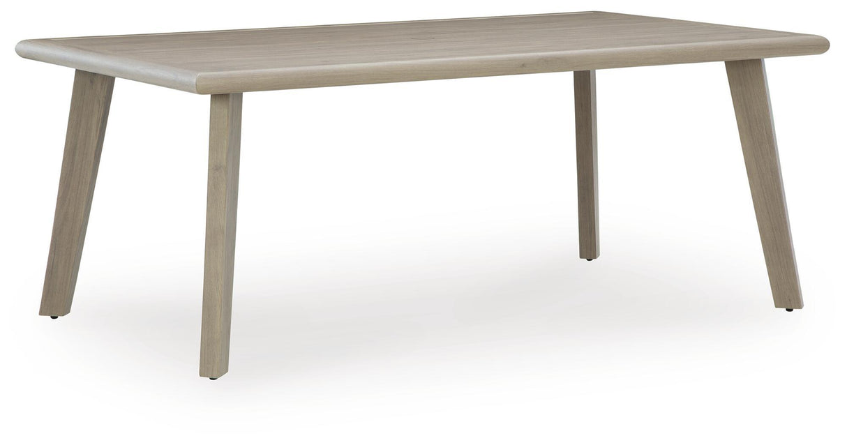 Cliff Trails - Rectangle Dining Table With Umbrella Option - Beige